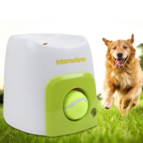 Fetch & Reward Automatic Ball Launcher for dogs โ interactive treat-dispensing ball thrower, white and green